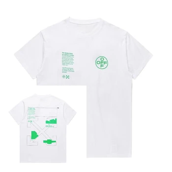 OFF Summer Fashion Brand WHITE Arrow Print Short-sleeved T-shirt for Women Loose Round-neck Half-sleeved Top 1