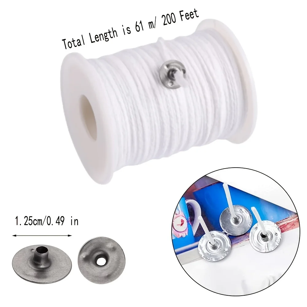 Candle Cotton Wick Roll with Metal Sustainer Tabs