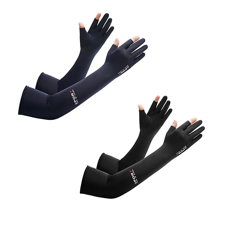 Men's Fishing Sunscreen Arm Sleeves Summer Ice Silk Elastic UV Protection Sleeves Gloves Outdoor Cycling
