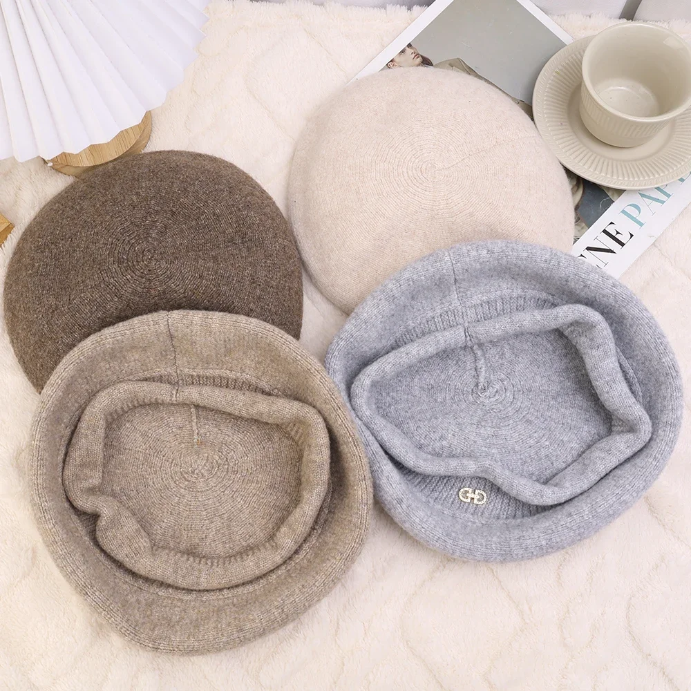 Women's Beret Hat Elegant Autumn Winter Warm Painter Style_voghion.com