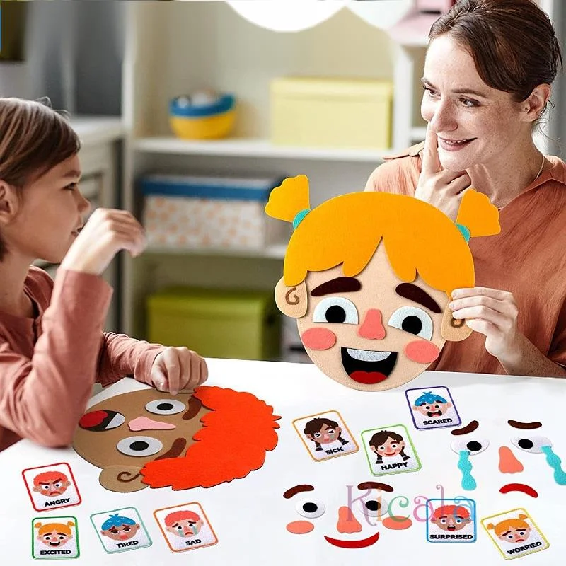 

2 Face Boards 9 Emotion Cards For Making Diy Material Accessories Faces Games Montessori Preschool Learning Toys New