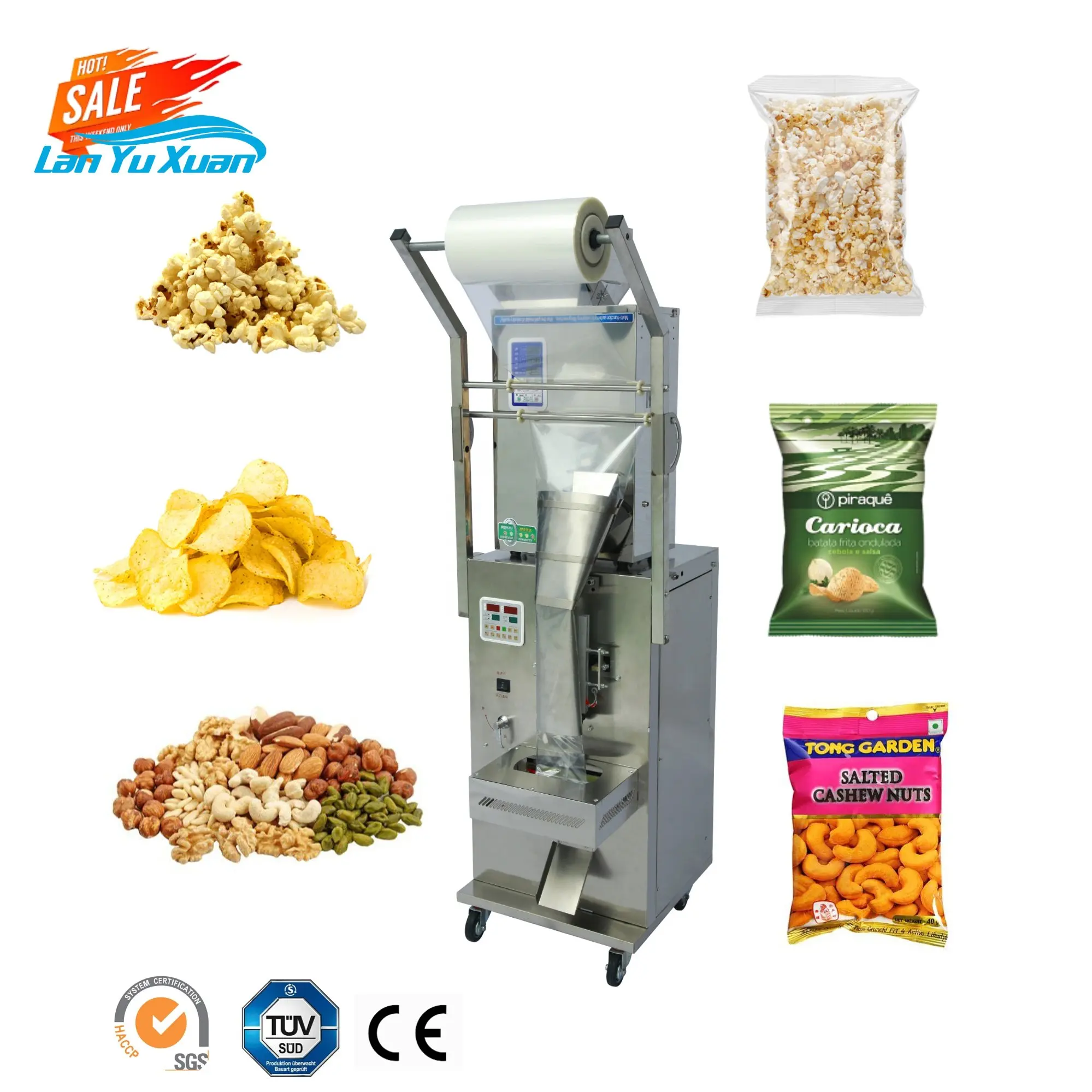 

Factory Price Filling Nitrogen Gas Popcorn/Crisps Banana/Potato Chips Snack Pillow Bag Food Packaging Machine