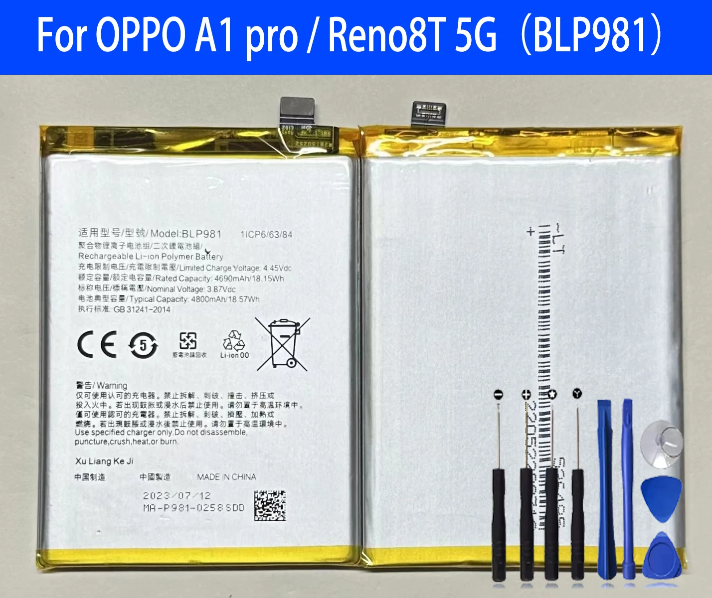 

100% Original blp981 Battery For OPPO RENO 8T 5G Phone Replacement Bateria