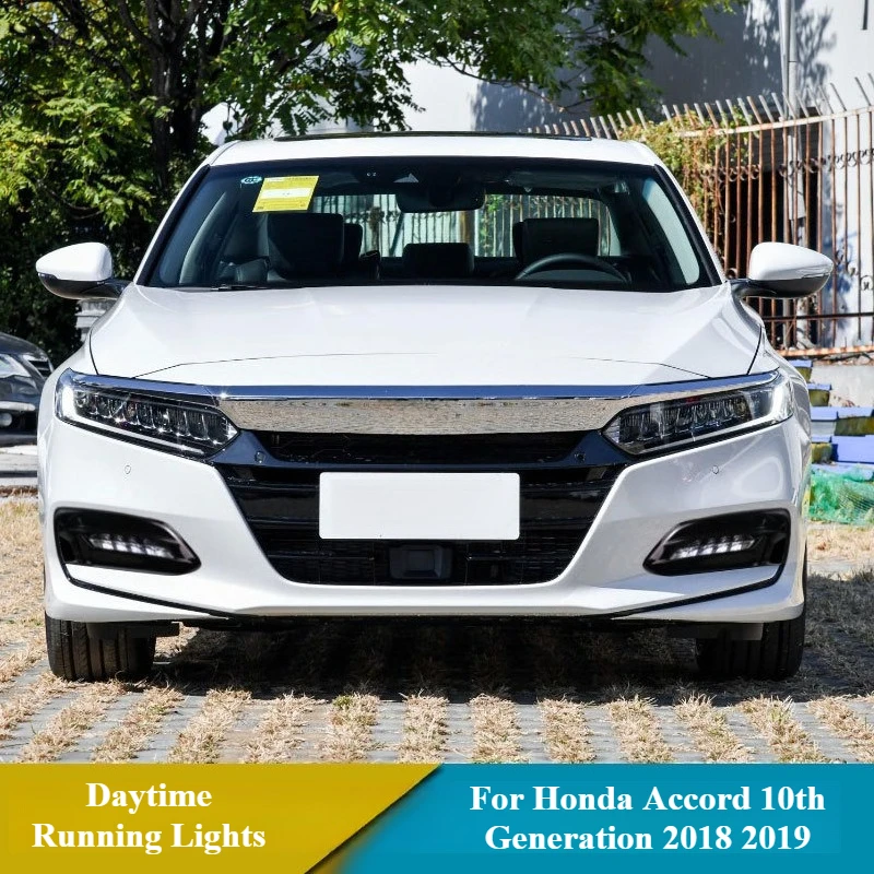 DRL For Honda Accord 10th Generation 2018 2019 Car LED Daytime Running Lights Dynamic Turn Signal Front Fog Lights 12V Daylight detail image 2