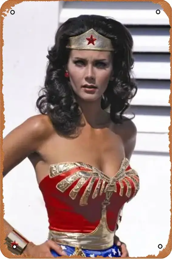

Linda Carter Celebrity Poster Vintage Tin Sign Home Wall Decor Bar Cafe Metal Sign Plaque 12 x 8 Inch