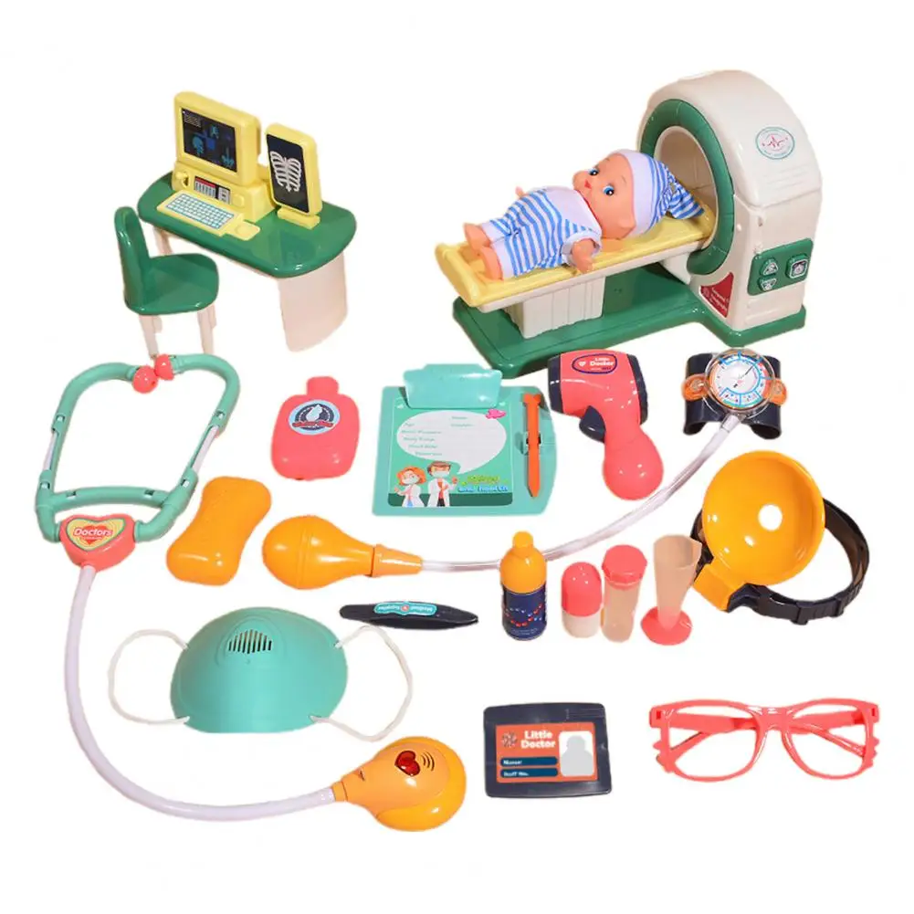 Doctor Dress-up Costume for Kids Educational Kids Doctor Kit with Realistic Ct Machine Medical Tools Toy for Role Boys