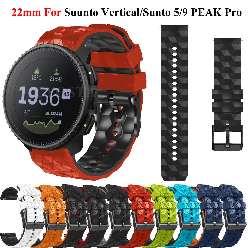Nuovo Cinturino Per Cinturini Per Orologi In Silicone Verticale Suunto Da 22Mm Per Suunto 9 Peak Pro, Bracciale Con Cinturino Di Ricambio Suunto 5 Pea