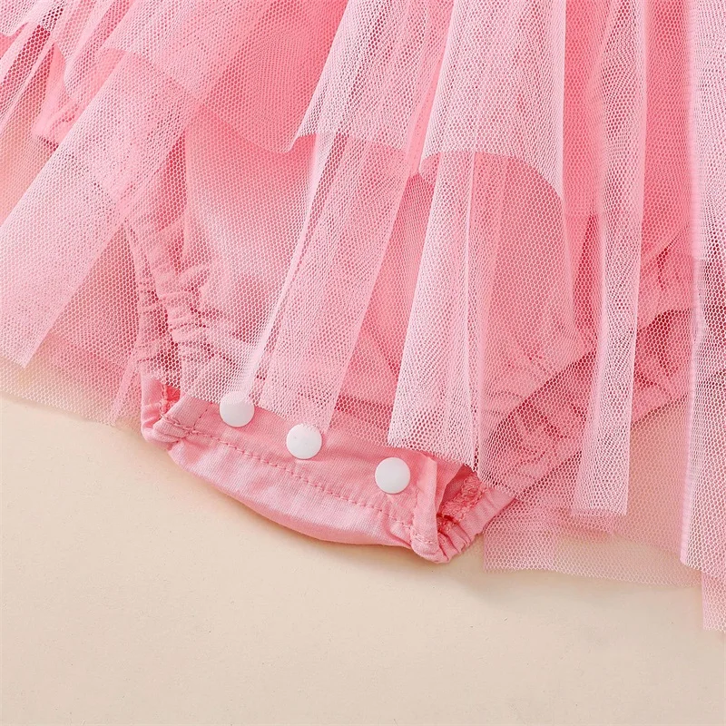 Newborn Baby Girl Pink Cow Print Ruffle Tutu Tulle Romper Dress Princess Birthday Western Cowgirl Summer Outfit 5