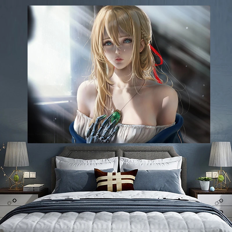 

Anime Beauty Background Cloth Tapestry Background Wall Wallpaper Internet Cafe Decoration Cartoon Two-Dimensional Hanging Cloth