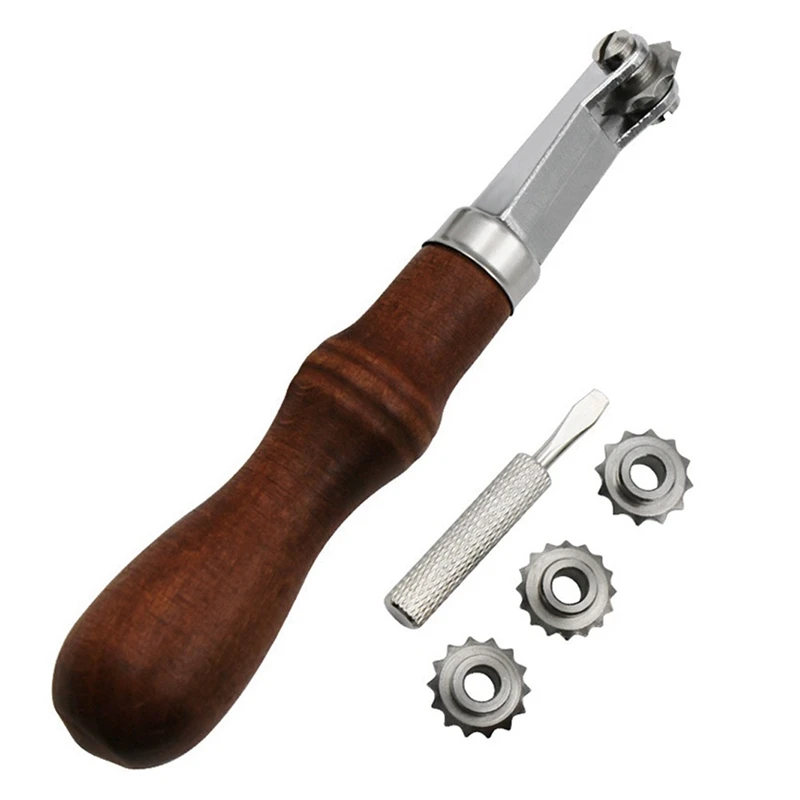 Spacing Wheel Set DIY Handmade Leather Tools Scribing Wheel Tracing Point Spacing Leather Punching Silver & Brown