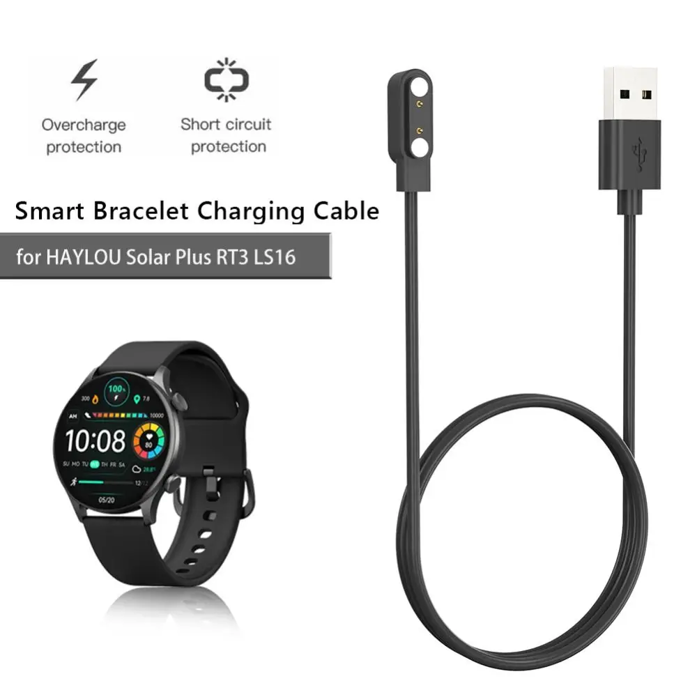 스마트워치 도크 충전기 어댑터, USB 충전 케이블 코드, Haylou Solar Plus RT3 LS16 스마트 워치 전원 충전 와이어 액세서리
