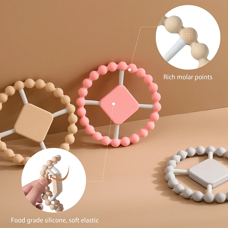 Baby Teether Elastic Molar Toy Round Chewable Silicone Teething Rings Nursing Bracelet BPA Free Baby Accessories For Newborn 1Pc teething toys silicone teething toys