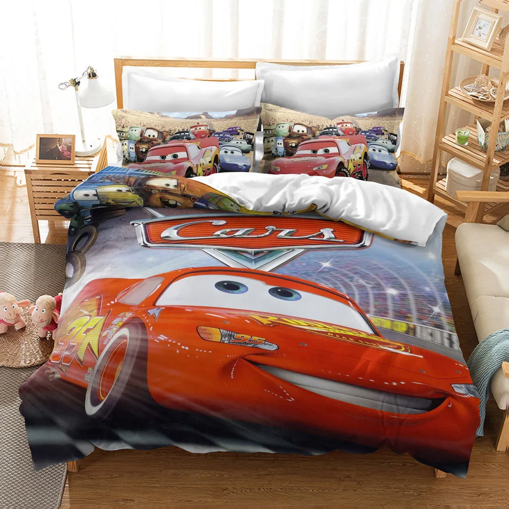 Disney Cars Bedding 3-piece Set Lightning McQueen Soft Washed Cotton Set  Home Bedroom Quilt Cover Pillowcase Kids Gift Luxury - AliExpress