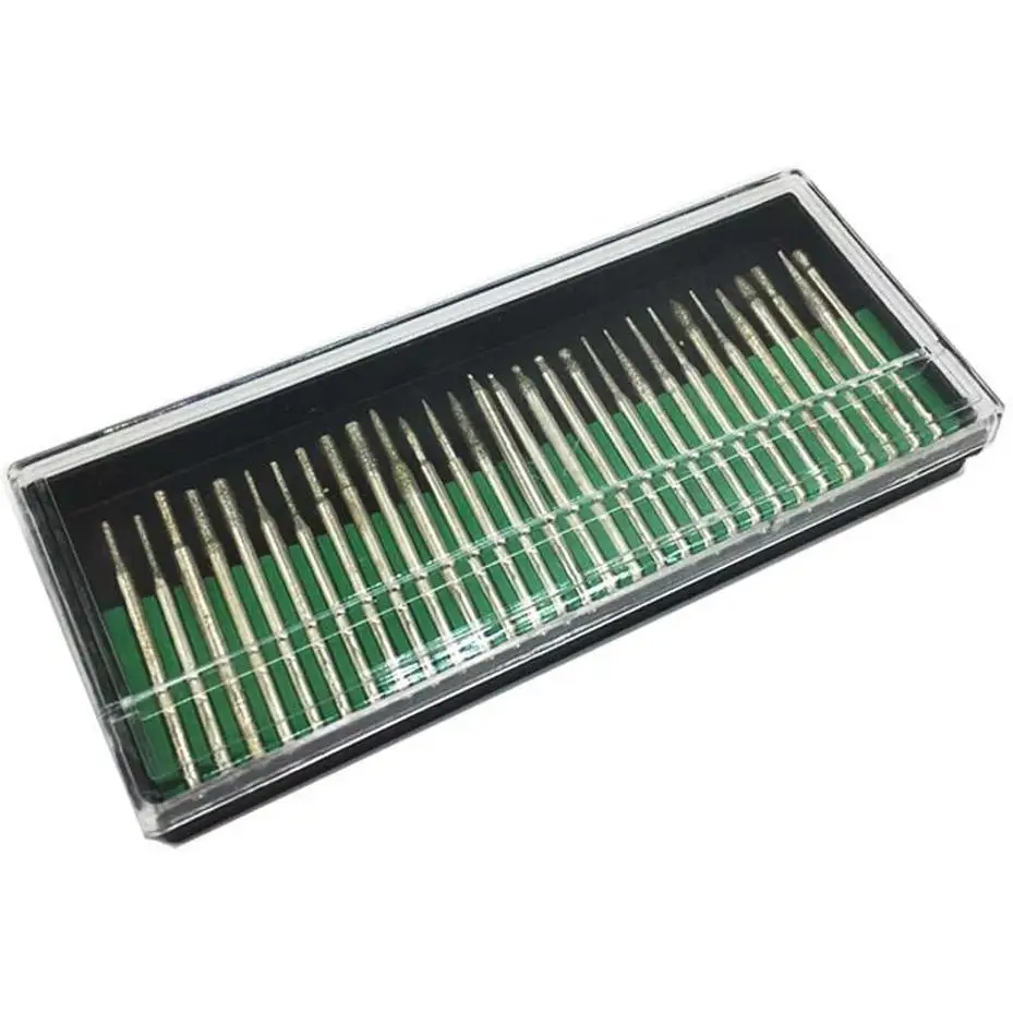 30 Pcs/Set Diamond Grinding Burr Needle Point Engraving Carving Polishing For Glass Jade Stone Woodworking Hand Tool Accessories