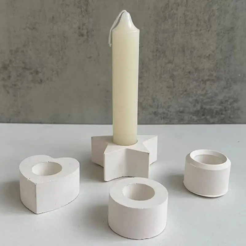 Star Shape Candle Holder Silicone Mold Heart Round Candlestick Holder