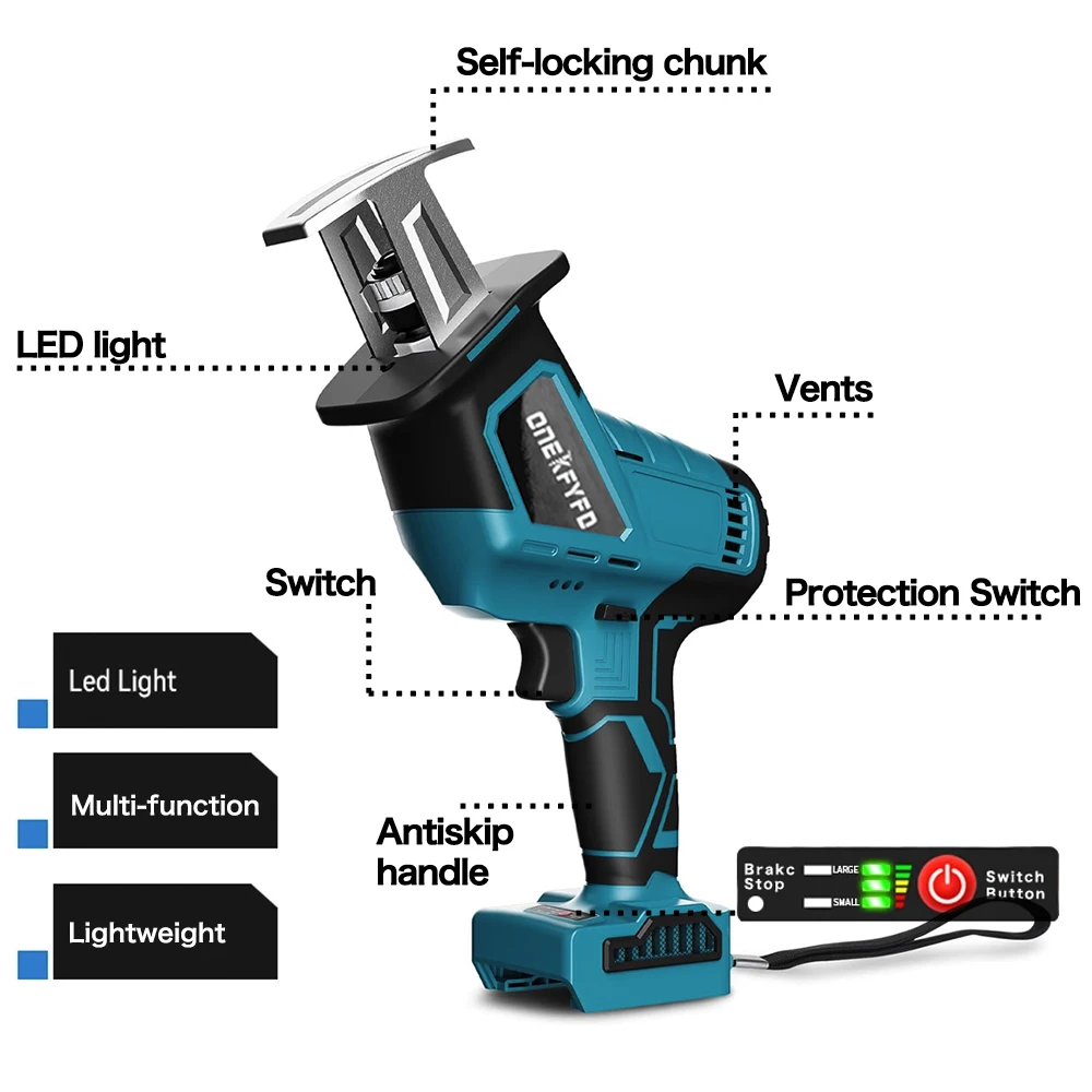 Brushless Electric Reciprocating Rechargeable jigsaw Speed Metal