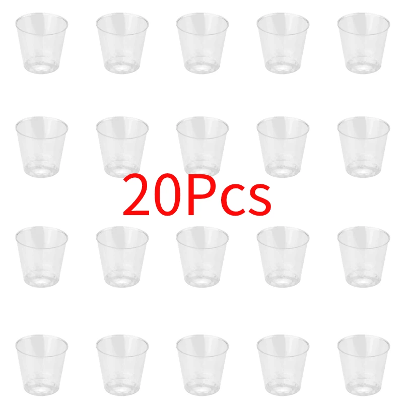 20PcssetEcoFriendlyPartyShotGlassesDisposableClearPlasticShot