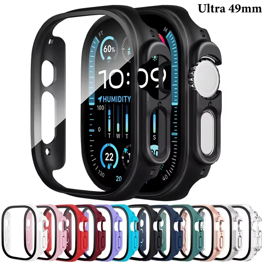 Rugged Shockproof Apple Watch Ultra Case with Tempered Glass Screen Protector