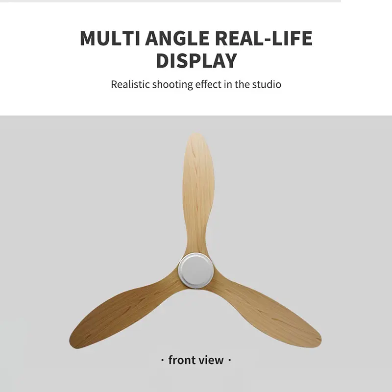 36 42 52 Inch Ceiling Fan 3 Blades Vintage Industrial ABS Ventilator No Light Remote Control for Home Office Coffee Shop Factory