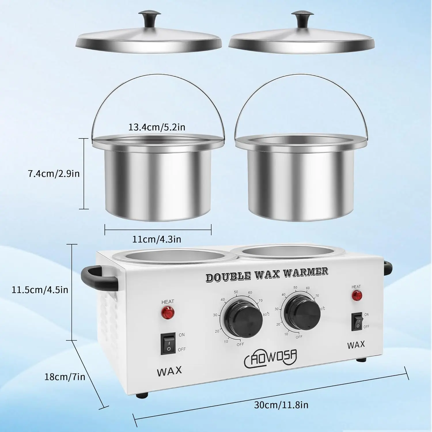 Electric Wax Heater Machine for Hair Removal, Dual Wax Pot Paraffin Facial Skin Body SPA Salon