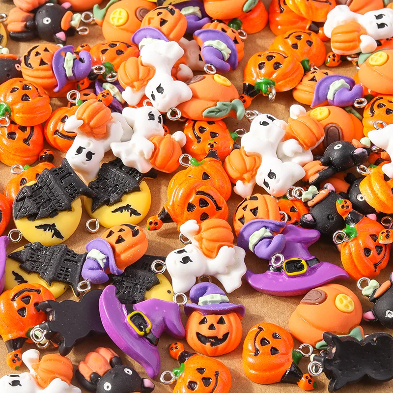 34 Pezzi Ciondoli Di Halloween Fai Da Te In Lega: Set Con Pipistrelli, Fantasmi, Zucche E Cappelli Da Mago Per Creare Gioielli E Accessori