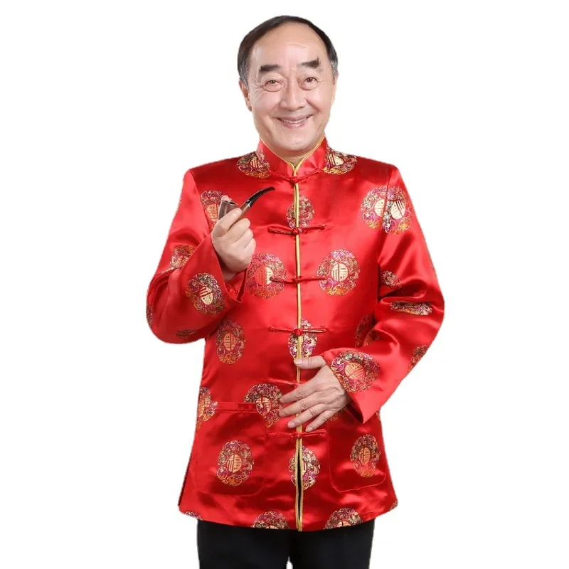 Tang Suit Traditional Chinese Clothing For Men Women Long Sleeve Blouse Shirt Hanfu Uniform New Year Birthday Gift Party
