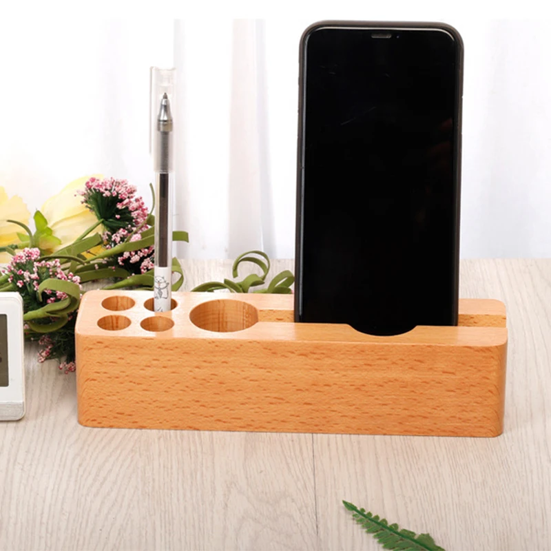 

Многофункциональный держатель-контейнер для ручек, деревянный держатель для ручек, разделенный Настольный органайзер, подставка для сотового телефона, настольный декор