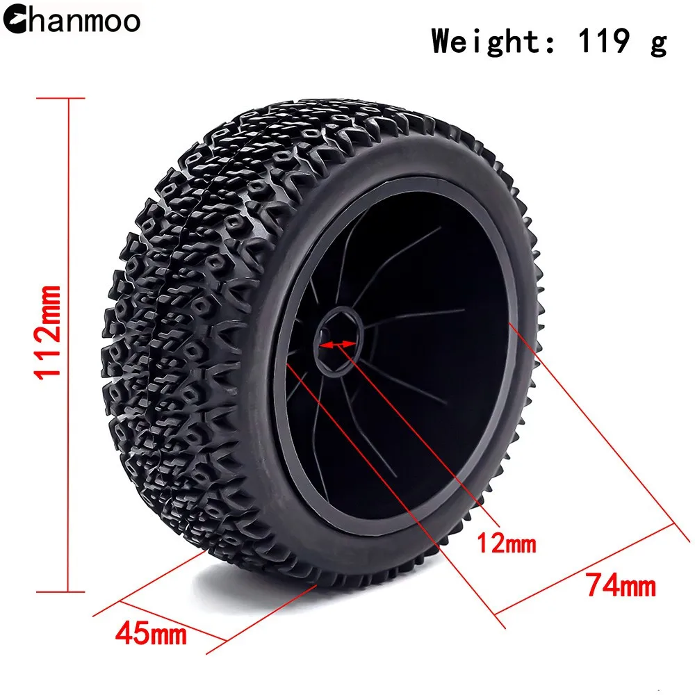 Chanmoo 1:10 쇼트 코스 트럭 휠 타이어, RC카용, 12mm 육각 타이어, Traxxas 슬래시 Arrma Senton HuanQi 727 Vkar 10SC Hpi