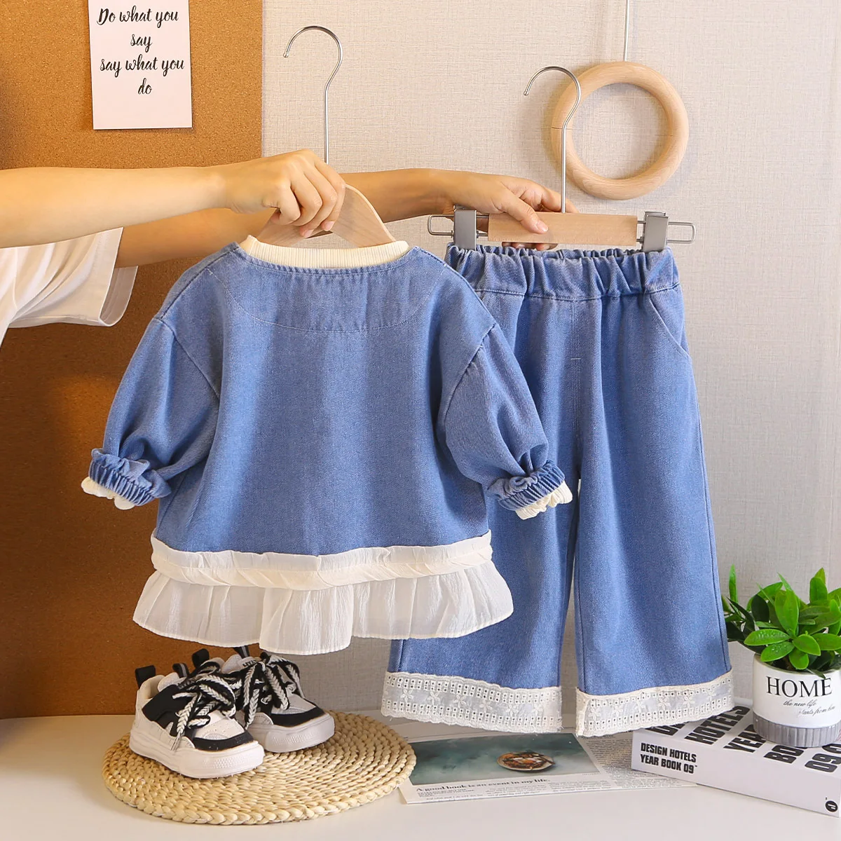 Autumn Kids Coat Pants Set for Girls