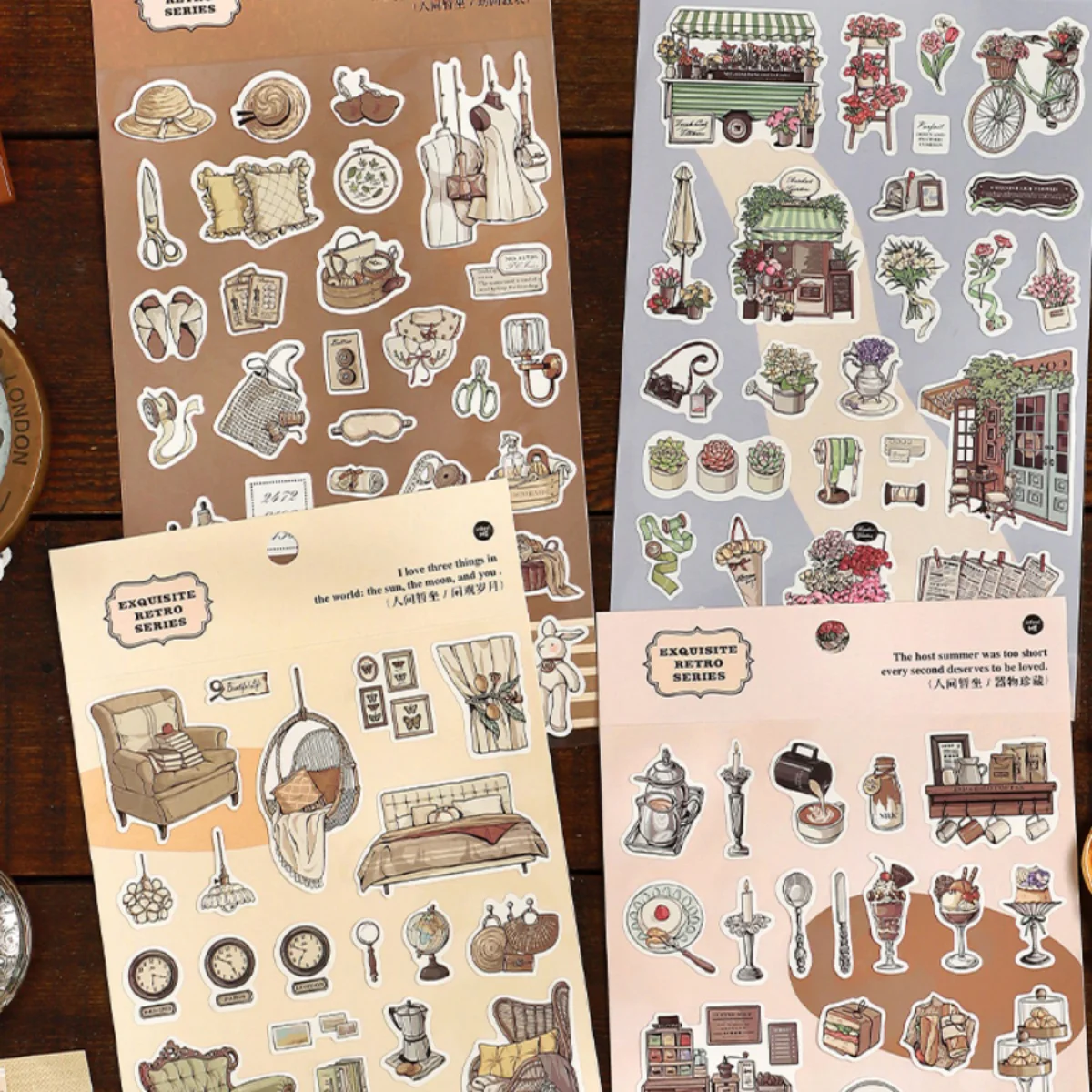 

1 Pc World Sedentary Series Vintage Magazine Style Landscape Decor Sticker Creative DIY Journal Collage Material Stationery