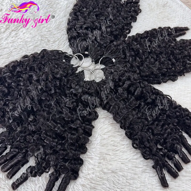 12A Burmese Curly Feather Crochet Human Hair Knotless Pre-Separated Natural Black Lightweight Reusable Crochet Hair Extensions 5
