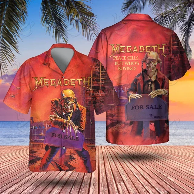 Popular Band Megadeth 3D Printing Hawaiian Shirts Men Women Casual Fashion Short Sleeve Shirt Tops Blouse Man Clothing 3