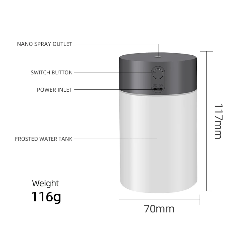260ML Air Humidifier Ultrasonic Portable Sprayer Wave Mini Aroma Diffuser USB Essential Oil Nebulizer LED Light Home Car