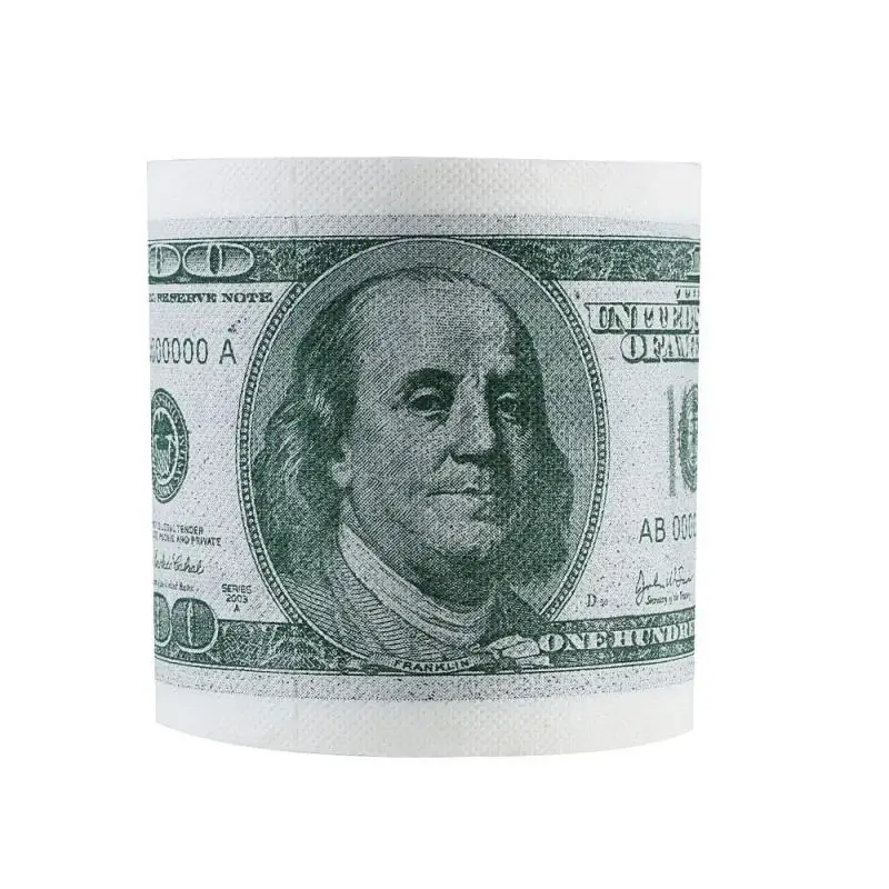 Toilet Roll Paper Paper Towel Paper Tissue Funny One Hundred Dollar Bill Toilet Roll Paper Money Roll $100 Novel Gift 2Ply Bathroom Supplies