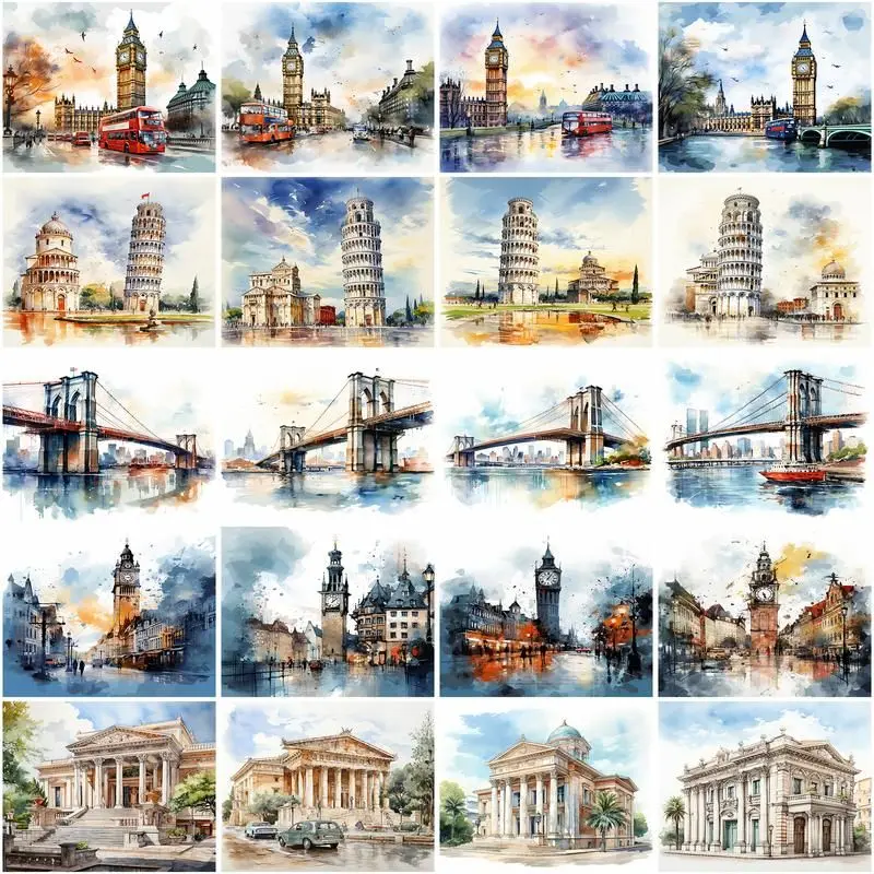 

GATYZTORY картины по номерам, архитектурная фотокартина по номерам, рисование на холсте, ручная роспись, картины, домашний декор