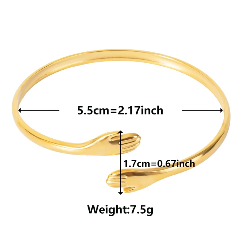 Romantic Hug Hands Embrace Adjustable Open Bracelet Love Hand Cuff Thin Bangle for Women Men Couple Jewelry Chic Wedding Gifts 6