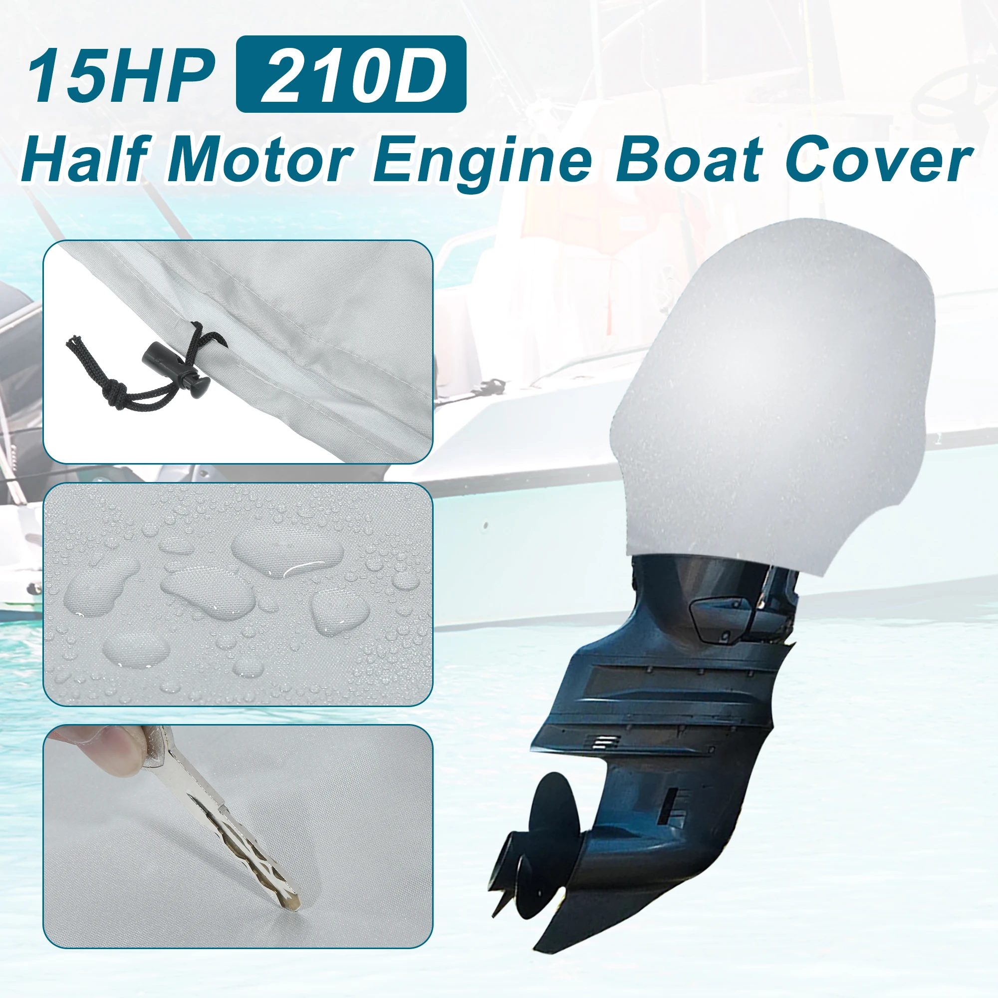 15HP-250HP Half Boat Motor Engine Cover 210D Waterproof Outboard Anti Sun Dustproof Marine Engine Protector Cover outboard motor cover