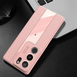 Luxurious Leather Phone Case - Stylish Soft Back Cover with Camera Protection and Shockproof Bumper for Vivo V29 Pro 5G (Pink)