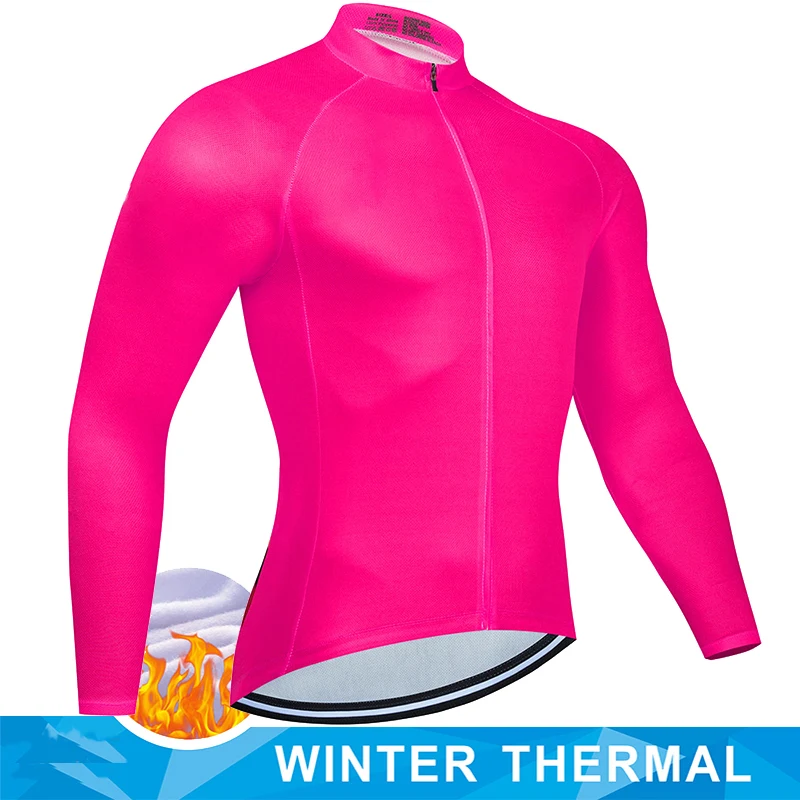 thumbnail image 1 of Maillot de ciclismo térmico de lana para hombre, ropa de ciclismo de montaña, de manga larga, color rojo, para invierno, 1 of 5