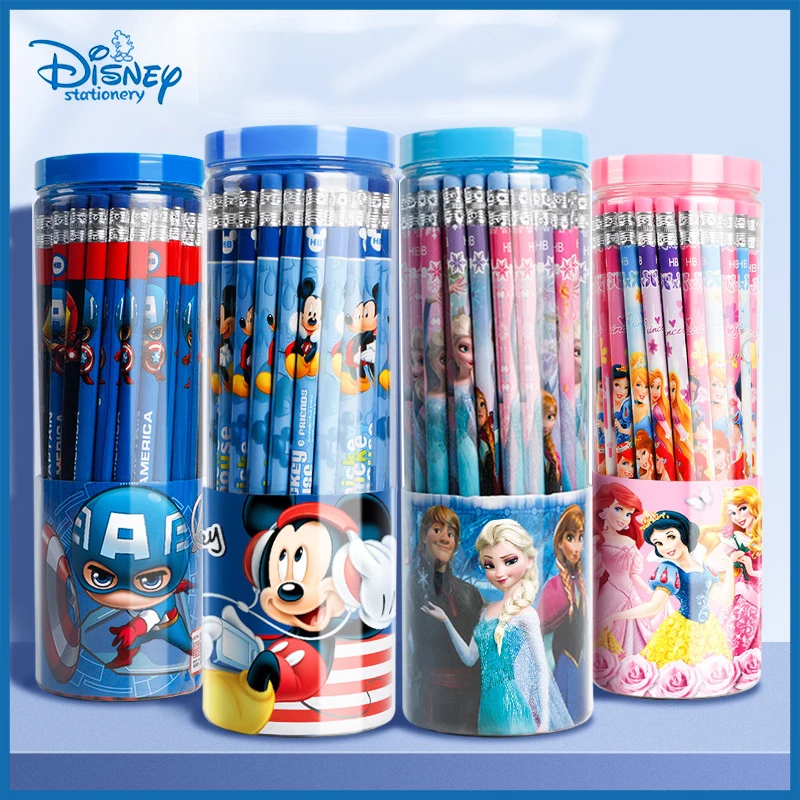 Disney-lápiz de dibujos animados para niños, Mickey Mouse, Capitán América, Hb, 30/50 piezas, con goma, los estudiantes aprendan a escribir y dibujar
