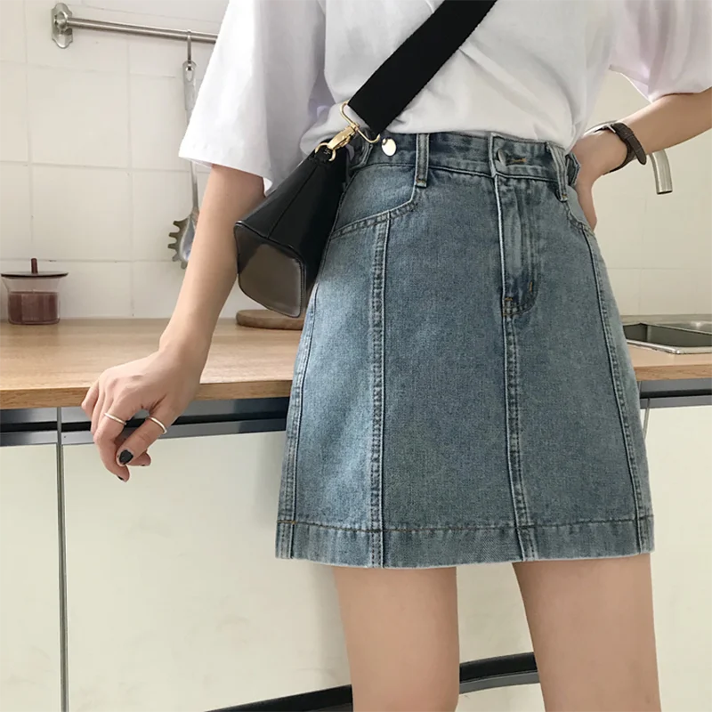 Jeans Women Spring Summer Korean Commuter High Waist Denim Skirt Slim Versatile Loose A-line Wrapped Hip Skirt