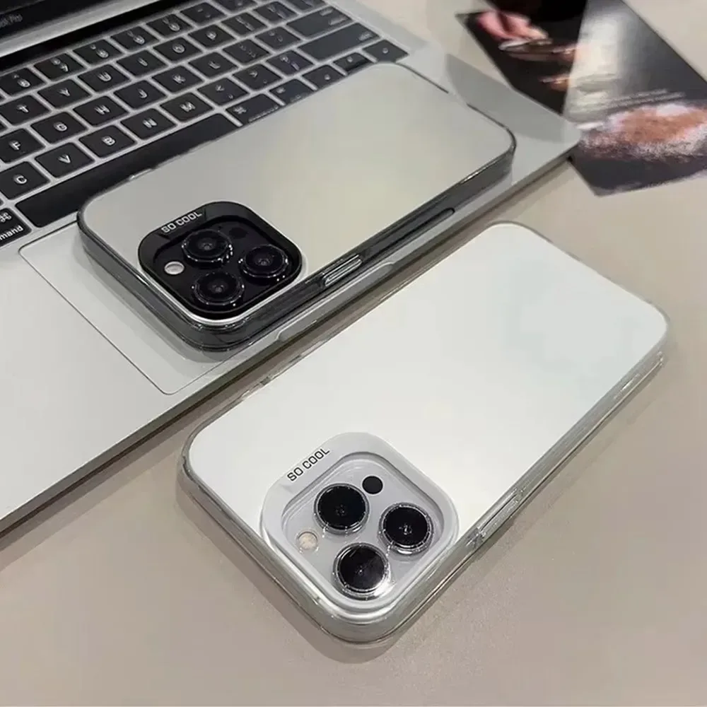 Matte Silver IMD Plating Shockproof Phone Case with Simple Design