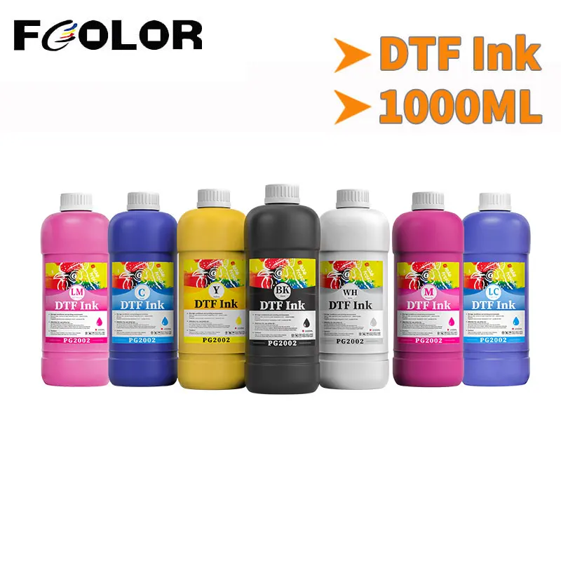 

Fcolor 1000ML PG2002 DTF Ink C M Y K W LC LM Direct to DTF Transfer Film Ink For Epson L1800 XP600 DX5 Printhead DTF Printer Ink