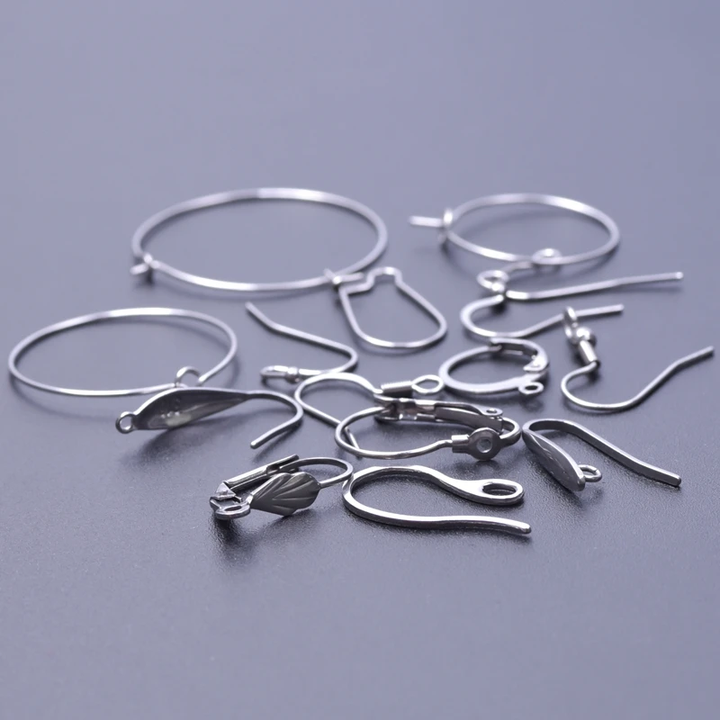 100pcs/lot Stainless Steel Charms Earring Wires With Ear Hook Earrings Clasp Findings DIY Supplies For Jewelry Making Bulk 2