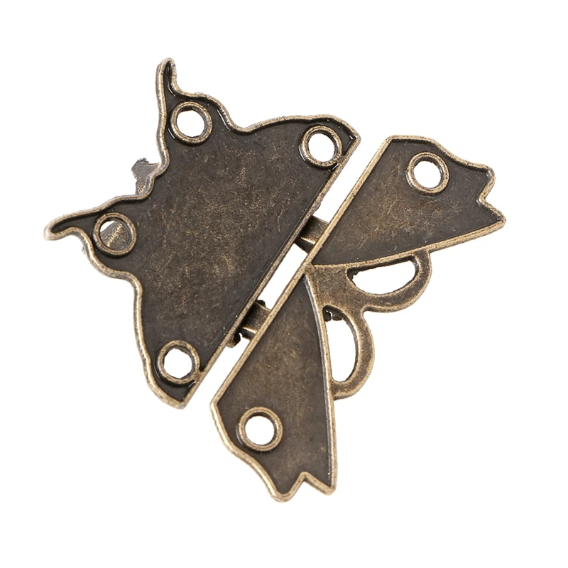 Retro Vintage Butterfly Latch Hasp Wooden Jewelry Box Case Lock Pad Chest Lock