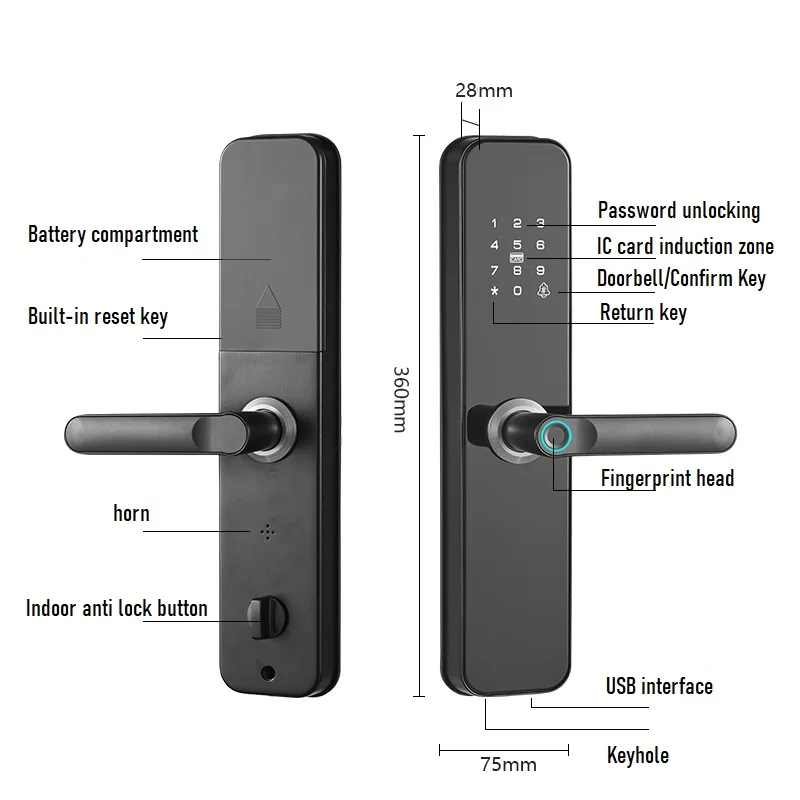 Smart Electronic Door Lock Tuya WIFI Fingerprint Lock TTlock Password Lock APP Unlock Indoor Wooden Door Anti-theft Smart Locks