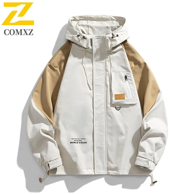 COMXZ Classic Coat Multi-Pocket Fashion Minimalist Outdoor Work Climbing Biker Jacket Adventure Wear Resistant Men's Outerwear