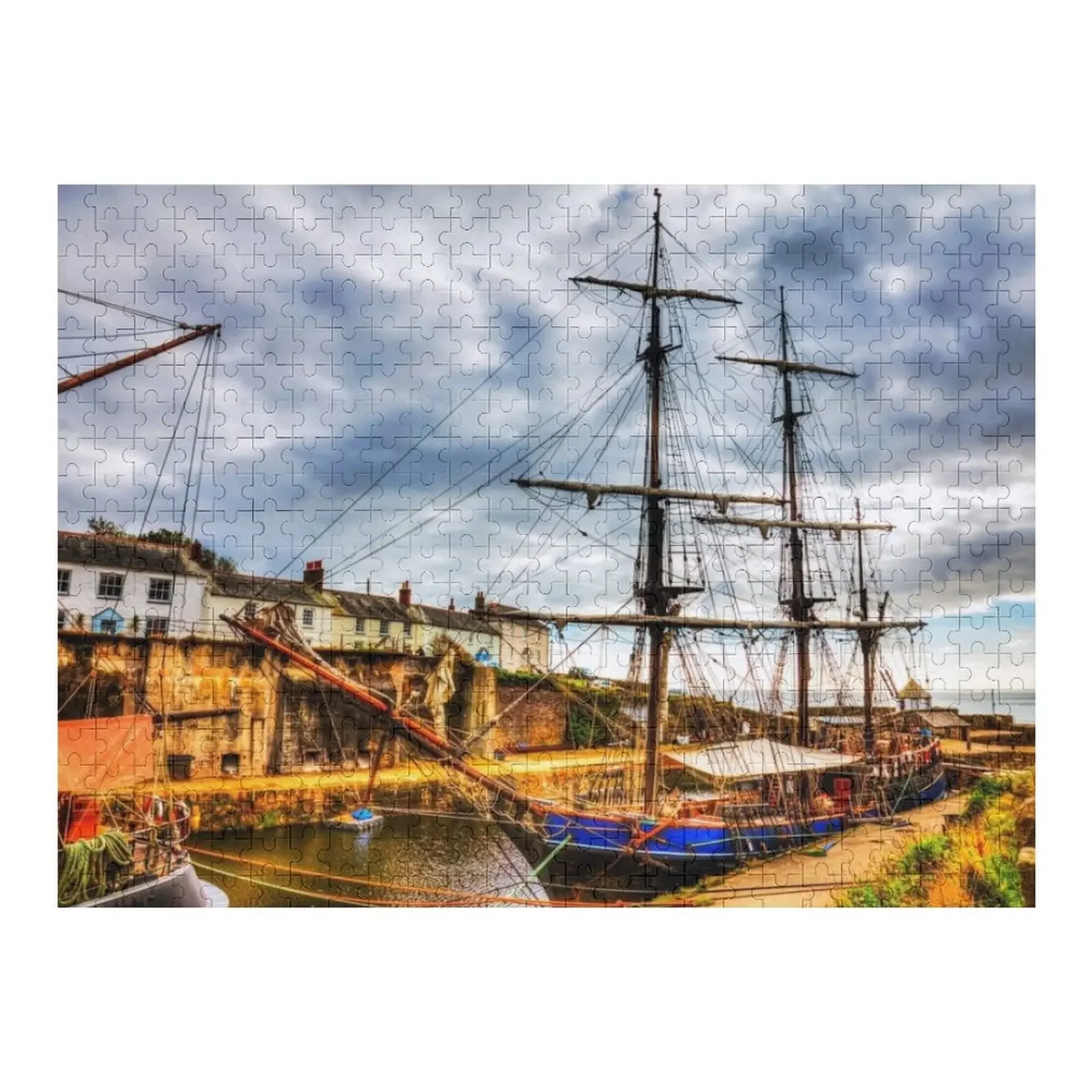 Tall Ships Harbor Charlestown, Cornwall, UK Jigsaw Puzzle Wooden Boxes Wood Animals Puzzle