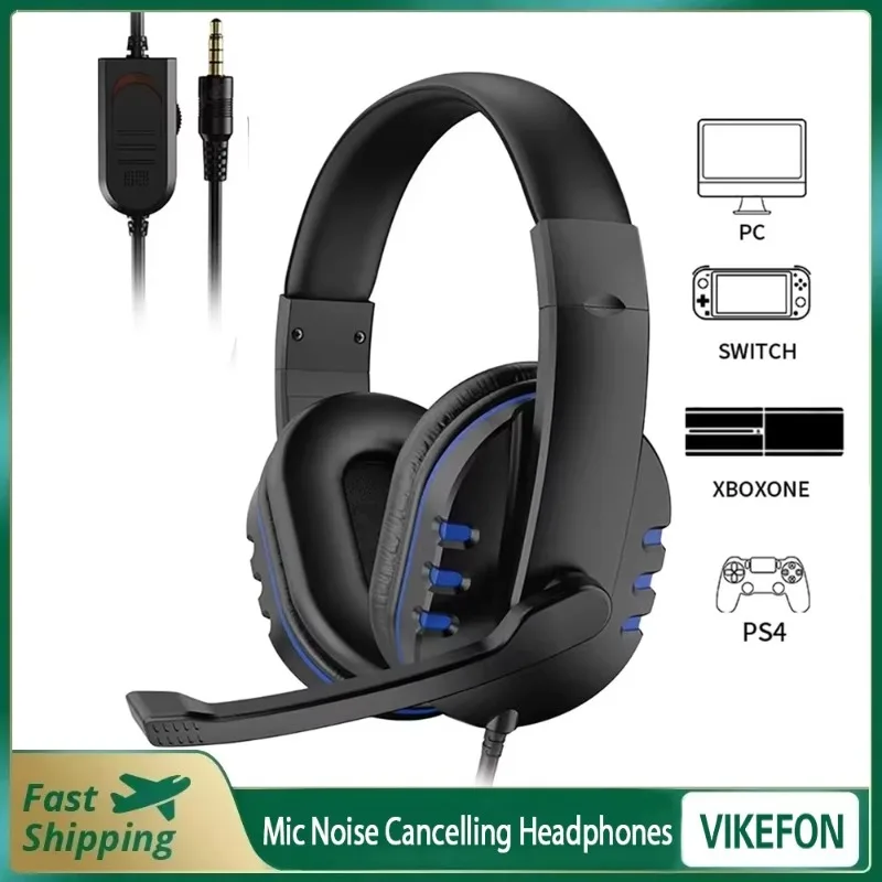 Wired Headset Gamer with Mic Noise Cancelling Headphones For PC Computer Laptop PS4 PS5 Nintendo Tablet Earphones New