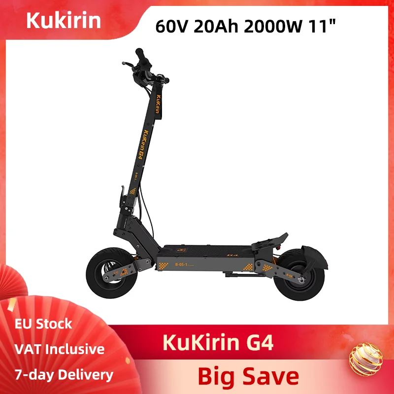 KuKirin G4 Scooter elettrico 60V 20Ah batteria 2000W motore Brushless doppio raffreddamento ruote Tubeless da 11 pollici versione fuoristrada